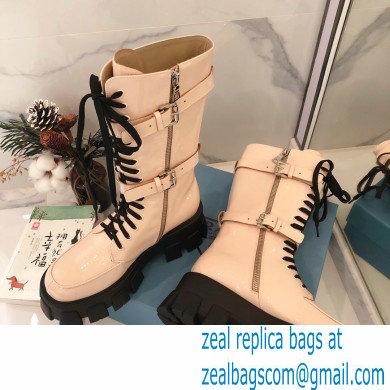Prada Monolith Patent Leather Rois Boots Beige with Removable Nylon Pouches 2020 - Click Image to Close
