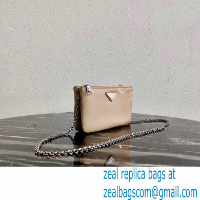 Prada Padded Nylon Mini Bag with Chain Strap 1BP044 Beige 2020