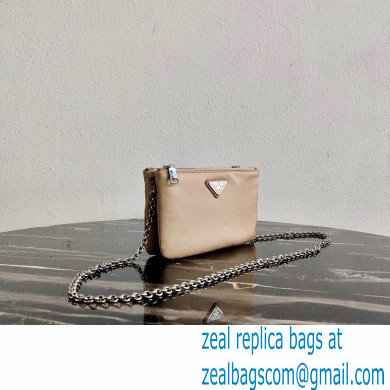 Prada Padded Nylon Mini Bag with Chain Strap 1BP044 Beige 2020 - Click Image to Close