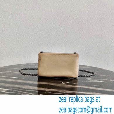 Prada Padded Nylon Mini Bag with Chain Strap 1BP044 Beige 2020