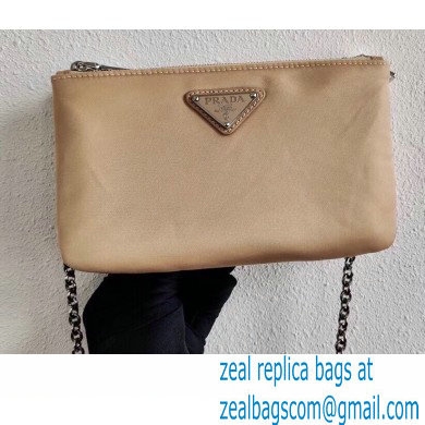 Prada Padded Nylon Mini Bag with Chain Strap 1BP044 Beige 2020