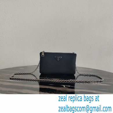 Prada Padded Nylon Mini Bag with Chain Strap 1BP044 Black 2020 - Click Image to Close