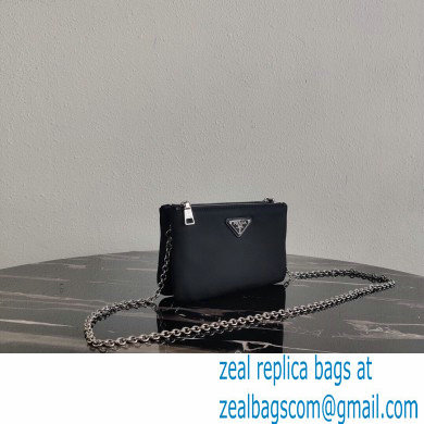 Prada Padded Nylon Mini Bag with Chain Strap 1BP044 Black 2020 - Click Image to Close