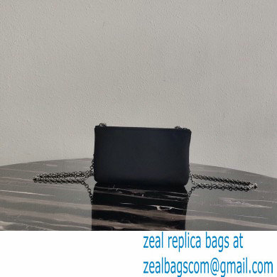 Prada Padded Nylon Mini Bag with Chain Strap 1BP044 Black 2020 - Click Image to Close