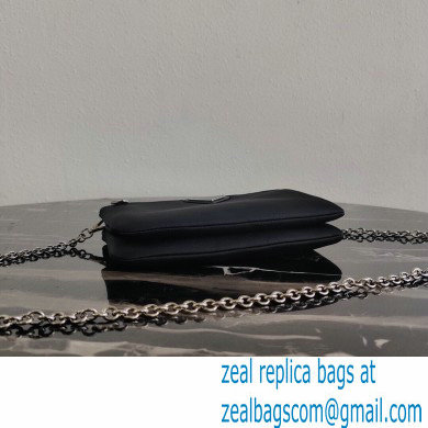 Prada Padded Nylon Mini Bag with Chain Strap 1BP044 Black 2020 - Click Image to Close