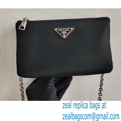 Prada Padded Nylon Mini Bag with Chain Strap 1BP044 Black 2020 - Click Image to Close