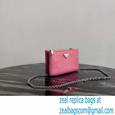 Prada Padded Nylon Mini Bag with Chain Strap 1BP044 Pink 2020 - Click Image to Close