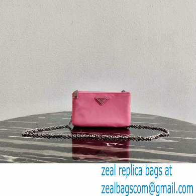 Prada Padded Nylon Mini Bag with Chain Strap 1BP044 Pink 2020