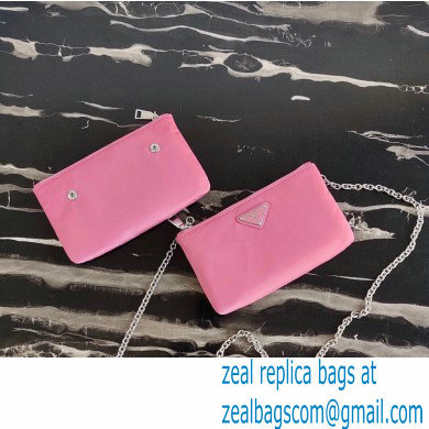 Prada Padded Nylon Mini Bag with Chain Strap 1BP044 Pink 2020