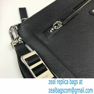 Prada Saffiano Leather Pouch Clutch Bag with Wristlet 2NH009 Black