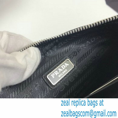 Prada Saffiano Leather Pouch Clutch Bag with Wristlet 2NH009 Black