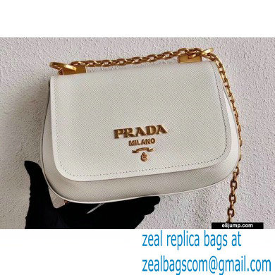 Prada Saffiano Leather Shoulder Bag 1BD275 White 2020 - Click Image to Close