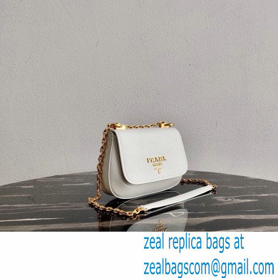 Prada Saffiano Leather Shoulder Bag 1BD275 White 2020 - Click Image to Close