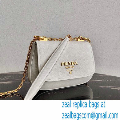 Prada Saffiano Leather Shoulder Bag 1BD275 White 2020 - Click Image to Close