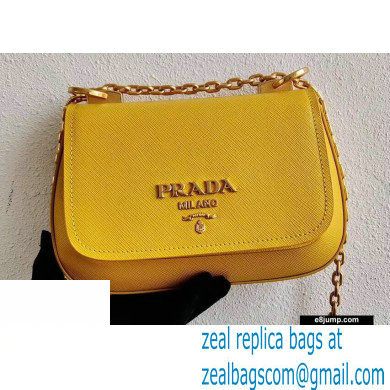 Prada Saffiano Leather Shoulder Bag 1BD275 Yellow 2020 - Click Image to Close