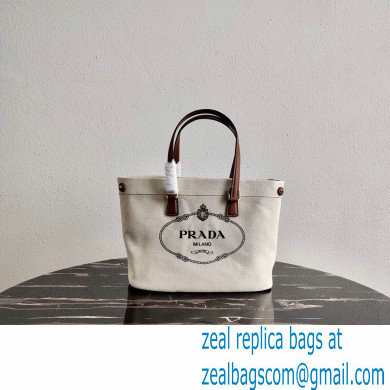 Prada Small Linen Blend and Leather Tote Bag 1BG356 2020 - Click Image to Close