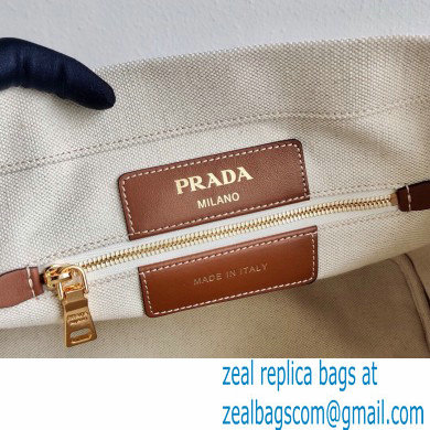Prada Small Linen Blend and Leather Tote Bag 1BG356 2020
