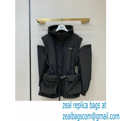 Prada windbreaker with Hoodie Black 2020