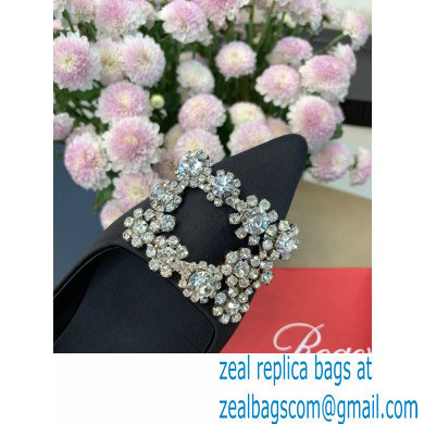 Roger Vivier Flower Strass Buckle Ballerinas in Satin Black 02 - Click Image to Close