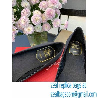 Roger Vivier Flower Strass Buckle Ballerinas in Satin Black 02 - Click Image to Close