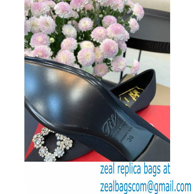 Roger Vivier Flower Strass Buckle Ballerinas in Satin Black 02 - Click Image to Close