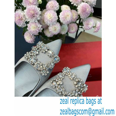 Roger Vivier Flower Strass Buckle Ballerinas in Satin Gray - Click Image to Close