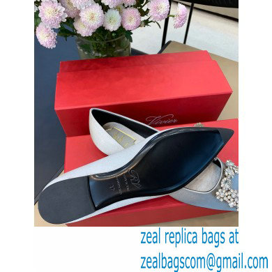 Roger Vivier Flower Strass Buckle Ballerinas in Satin Gray - Click Image to Close