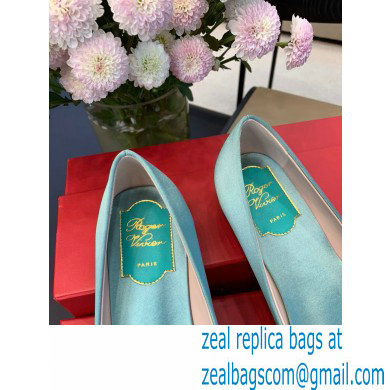 Roger Vivier Flower Strass Buckle Ballerinas in Satin Light Green