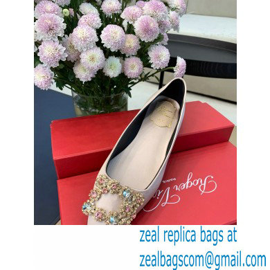 Roger Vivier Flower Strass Buckle Ballerinas in Satin Nude Pink