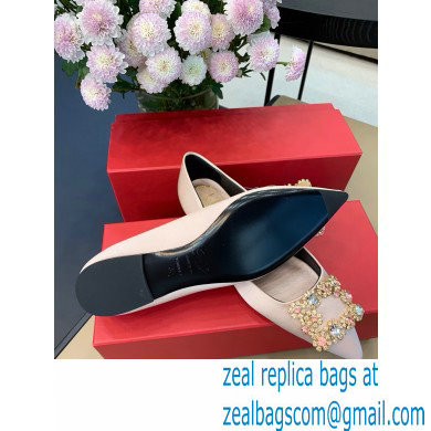Roger Vivier Flower Strass Buckle Ballerinas in Satin Nude Pink - Click Image to Close