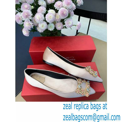 Roger Vivier Flower Strass Buckle Ballerinas in Satin Nude Pink