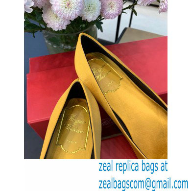 Roger Vivier Flower Strass Buckle Ballerinas in Satin Yellow