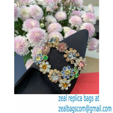 Roger Vivier Heel 6.5cm Flower Strass Buckle Pumps in Satin Black 01