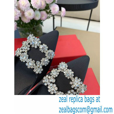 Roger Vivier Heel 6.5cm Flower Strass Buckle Pumps in Satin Black 02 - Click Image to Close