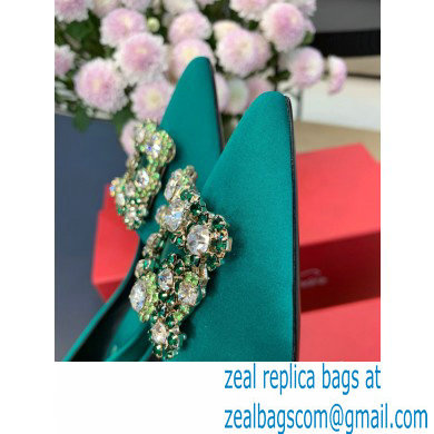 Roger Vivier Heel 6.5cm Flower Strass Buckle Pumps in Satin Green - Click Image to Close