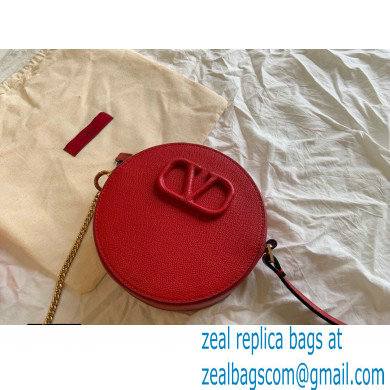 Valentino Round VSLING Leather Bag Red 2020