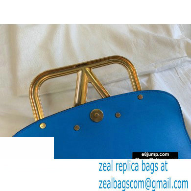 Valentino Supervee Calfskin Crossbody Large Bag Neon Blue/Gold 2020 - Click Image to Close