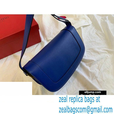 Valentino Supervee Calfskin Crossbody Large Bag Royal Blue/Gold 2020