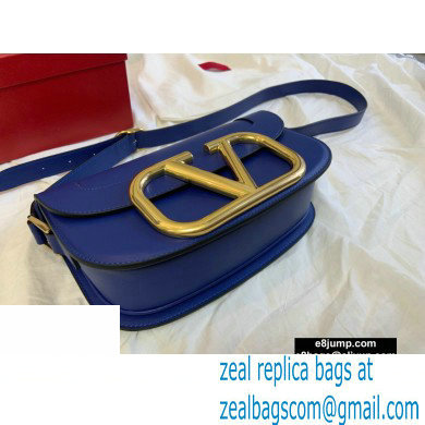 Valentino Supervee Calfskin Crossbody Large Bag Royal Blue/Gold 2020