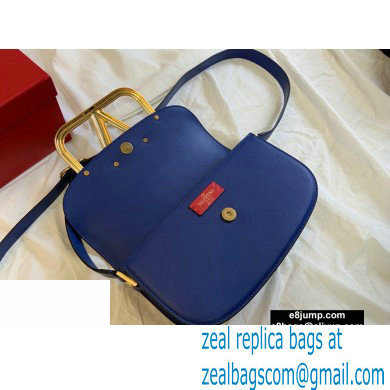 Valentino Supervee Calfskin Crossbody Large Bag Royal Blue/Gold 2020