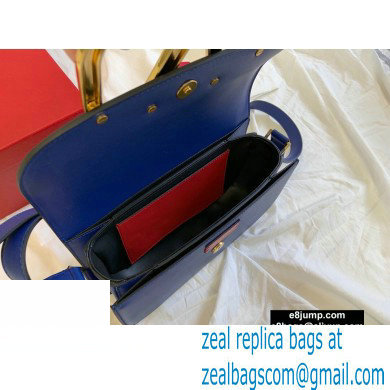 Valentino Supervee Calfskin Crossbody Large Bag Royal Blue/Gold 2020 - Click Image to Close