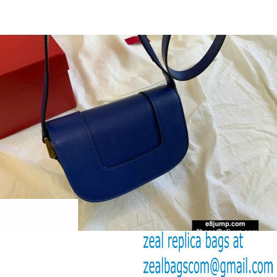 Valentino Supervee Calfskin Crossbody Small Bag Royal Blue/Gold 2020 - Click Image to Close