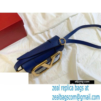 Valentino Supervee Calfskin Crossbody Small Bag Royal Blue/Gold 2020 - Click Image to Close