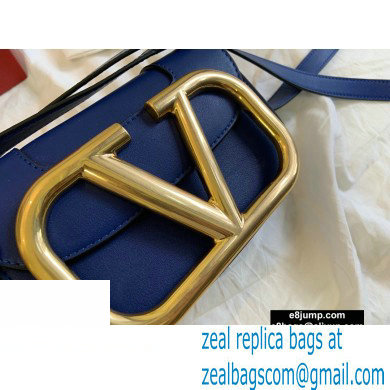 Valentino Supervee Calfskin Crossbody Small Bag Royal Blue/Gold 2020