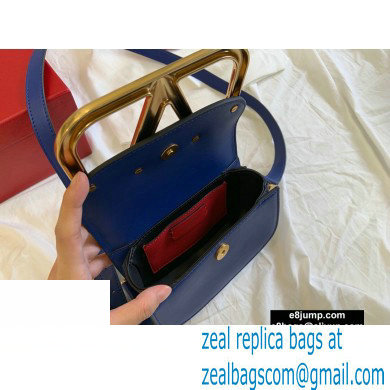 Valentino Supervee Calfskin Crossbody Small Bag Royal Blue/Gold 2020