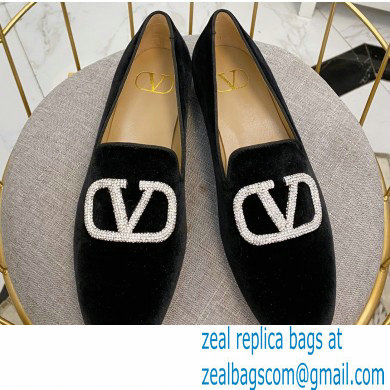 Valentino Vlogo Loafers Velvet Black 2020 - Click Image to Close