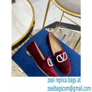 Valentino Vlogo Loafers Velvet Burgundy 2020 - Click Image to Close