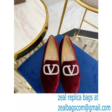 Valentino Vlogo Loafers Velvet Burgundy 2020