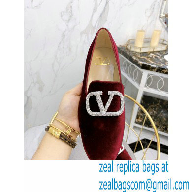 Valentino Vlogo Loafers Velvet Burgundy 2020 - Click Image to Close