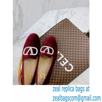 Valentino Vlogo Loafers Velvet Burgundy 2020 - Click Image to Close